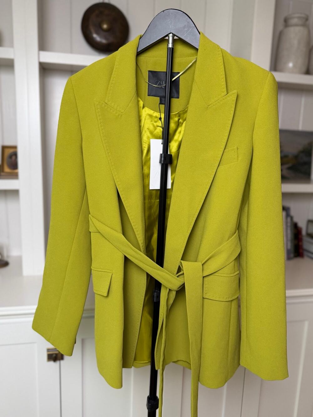 💛 Zara Belted Blazer | Size M | Chartreuse | NWT